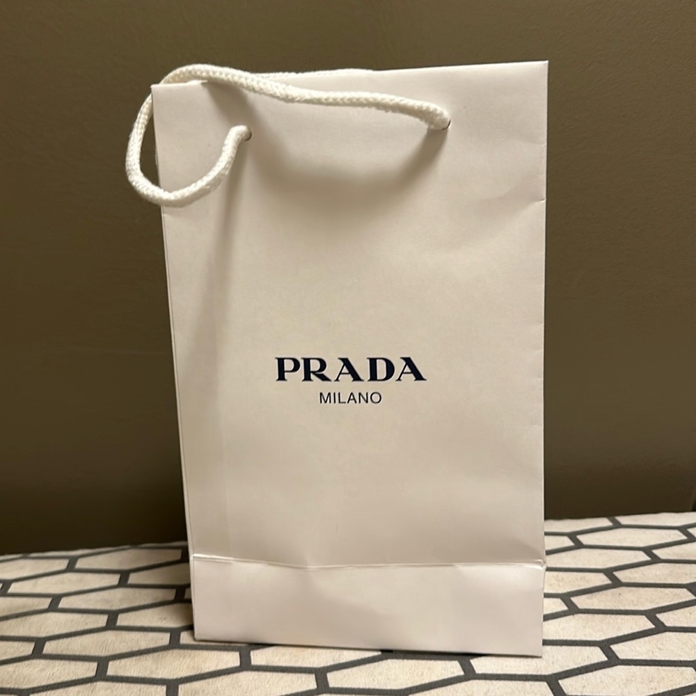 Empty Prada shopping gift bag